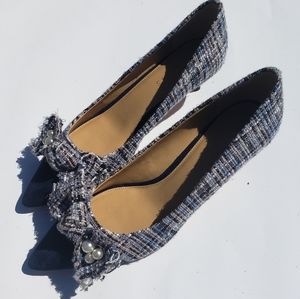Talbots navy blue suede and plaid kitten heels Size 10.5M